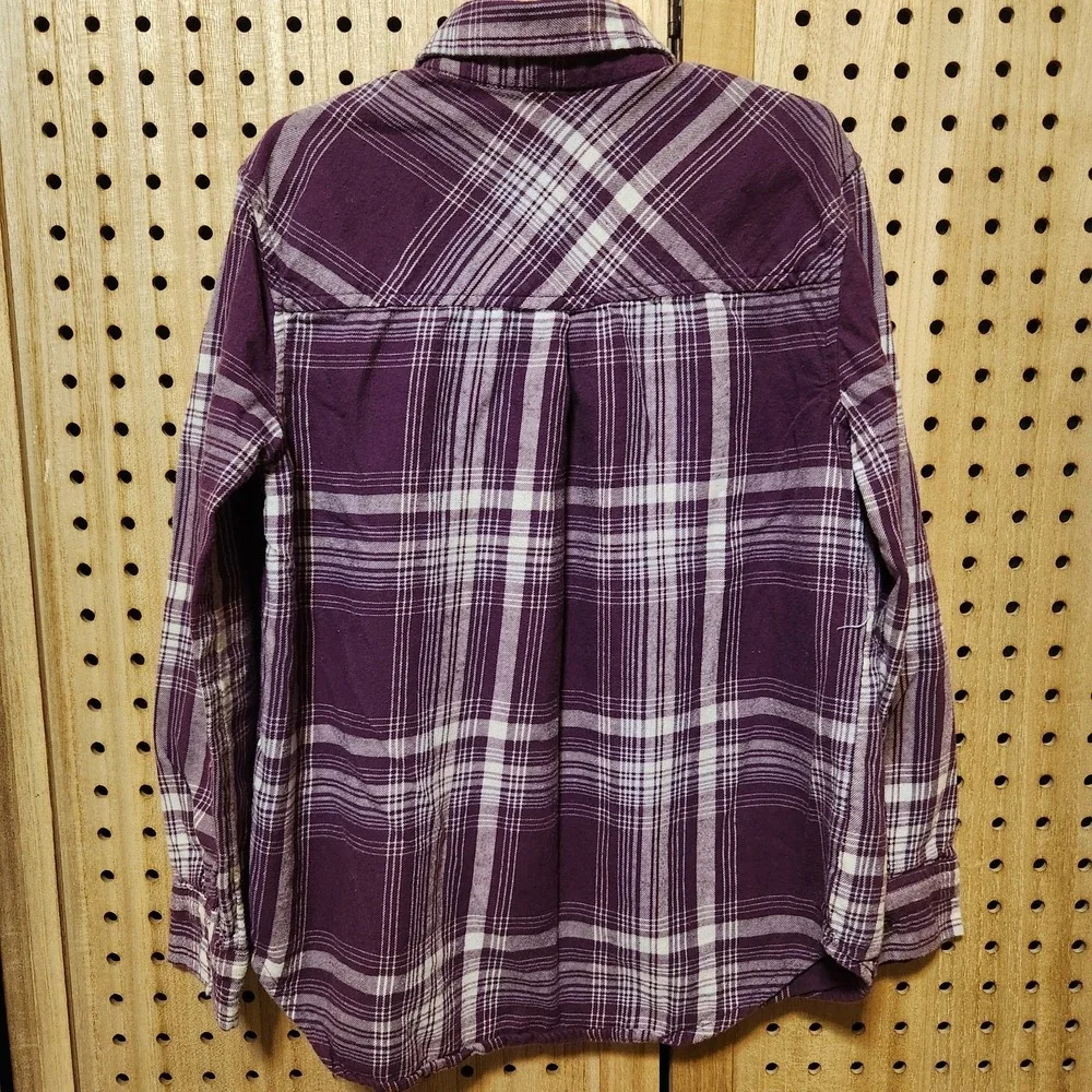 SO Junior Girls Plaid Button Up Long Sleeve FLANNEL 100%COTTON SHIRT SIZE‎ M 8